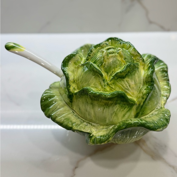 Paradox Other - Green Ceramic Cabbage/Lettuce Soup Tureen with Ladle
